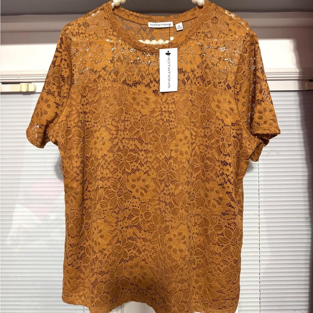 Notations Mustard Lace Blouse